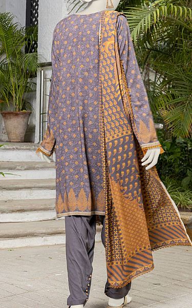 Junaid Jamshed Warm Grey Linen Suit | Pakistani Winter Dresses in USA- Image 2