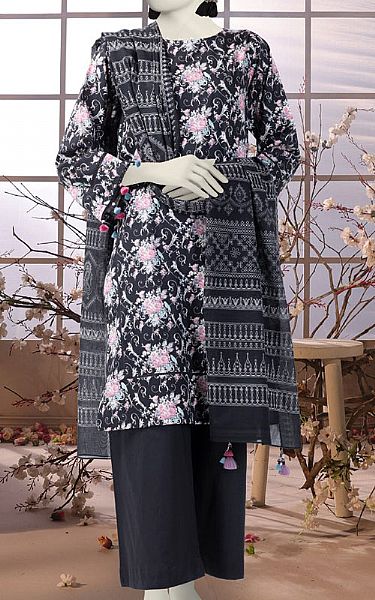 Junaid Jamshed Black Lawn Suit | Pakistani Lawn Dress in USA- Image 1