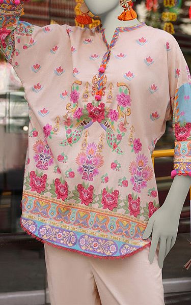 Junaid Jamshed Pink Lawn Suit (2 Pcs) | Pakistani Lawn Dress in USA- Image 2