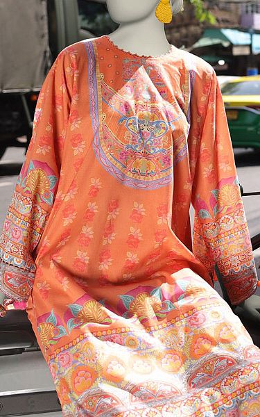 Junaid Jamshed Peach Lawn Suit (2 Pcs) | Pakistani Lawn Dress in USA- Image 2