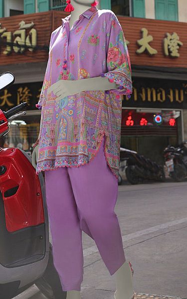 Junaid Jamshed Lavender Lawn Suit (2 Pcs) | Pakistani Lawn Dress in USA- Image 1