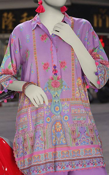 Junaid Jamshed Lavender Lawn Suit (2 Pcs) | Pakistani Lawn Dress in USA- Image 2