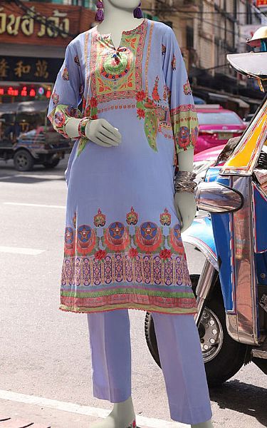 Junaid Jamshed Cadet Blue Lawn Suit (2 Pcs) | Pakistani Lawn Dress in USA- Image 1