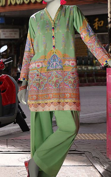 Junaid Jamshed Mint Green Lawn Suit (2 Pcs) | Pakistani Lawn Dress in USA- Image 1
