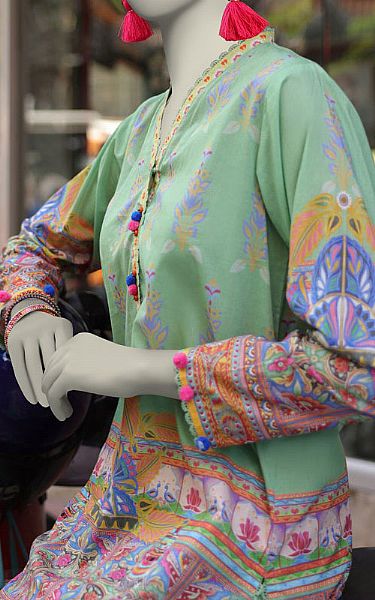 Junaid Jamshed Mint Green Lawn Suit (2 Pcs) | Pakistani Lawn Dress in USA- Image 2