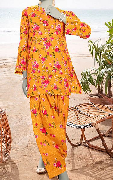 Junaid Jamshed Mustard Lawn Suit (2 Pcs) | Pakistani Lawn Dress in USA- Image 1