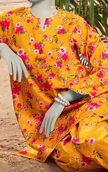 Junaid Jamshed Mustard Lawn Suit (2 Pcs) | Pakistani Lawn Dress in USA- Image 2