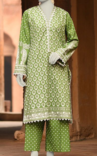 Junaid Jamshed Green Lawn Suit (2 Pcs) | Pakistani Lawn Dress in USA- Image 1