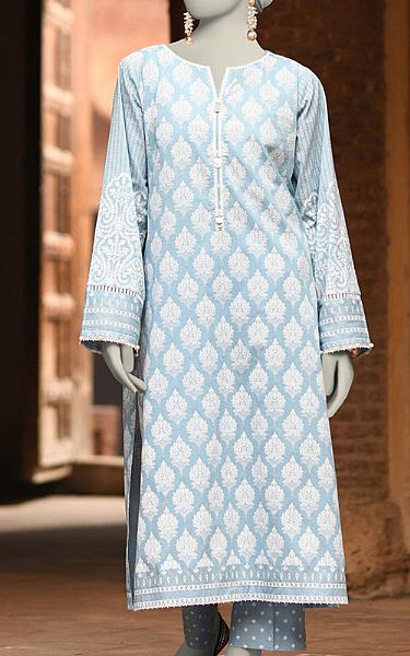 Junaid Jamshed Baby Blue Lawn Suit (2 Pcs) | Pakistani Lawn Dress in USA- Image 1