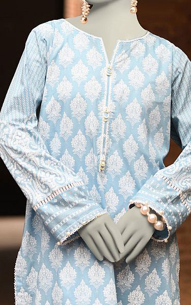 Junaid Jamshed Baby Blue Lawn Suit (2 Pcs) | Pakistani Lawn Dress in USA- Image 2