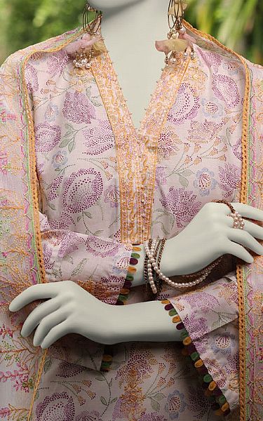 Junaid Jamshed Ivory/Lilac Lawn Suit | Pakistani Lawn Dress in USA- Image 2
