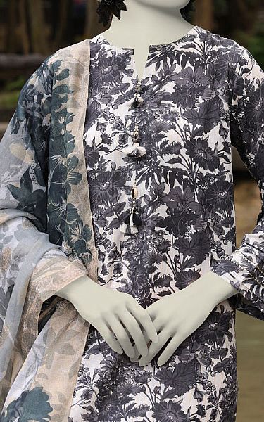 Junaid Jamshed Grey Dobby Suit (2 Pcs) | Pakistani Lawn Dress in USA- Image 2