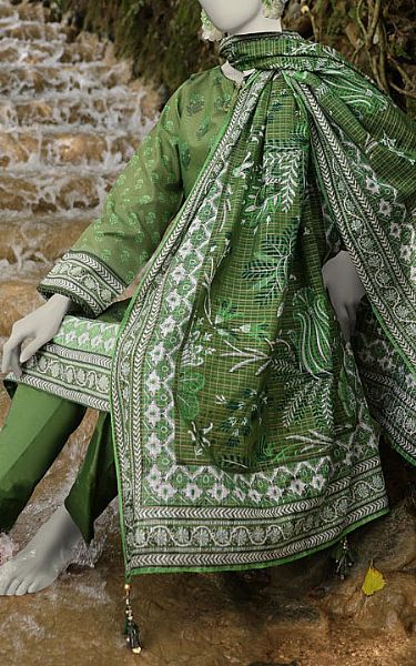 Junaid Jamshed Green Lawn Suit | Pakistani Lawn Dress in USA- Image 2