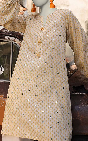 Junaid Jamshed Ivory Cambric Kurti | Pakistani Lawn Dress in USA- Image 2