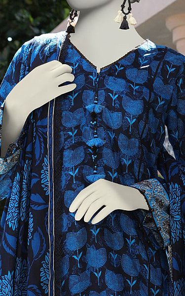 Junaid Jamshed Blue/Black Lawn Suit (2 Pcs) | Pakistani Lawn Dress in USA- Image 2