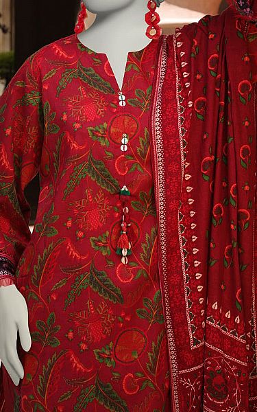 Junaid Jamshed Scarlet  Lawn Suit (2 Pcs) | Pakistani Lawn Dress in USA- Image 2