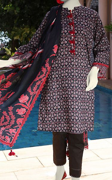 Junaid Jamshed Black Lawn Suit (2 Pcs) | Pakistani Lawn Dress in USA- Image 1