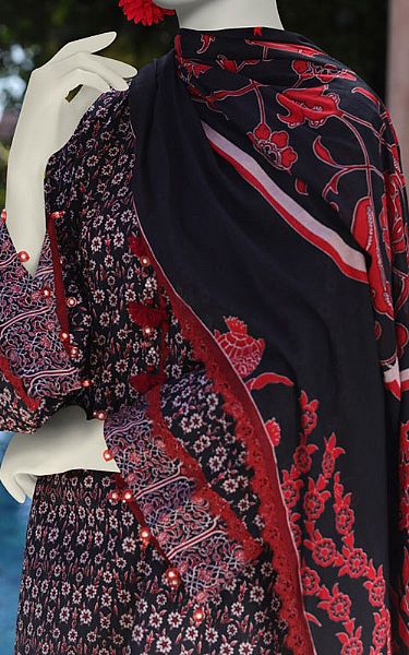Junaid Jamshed Black Lawn Suit (2 Pcs) | Pakistani Lawn Dress in USA- Image 2