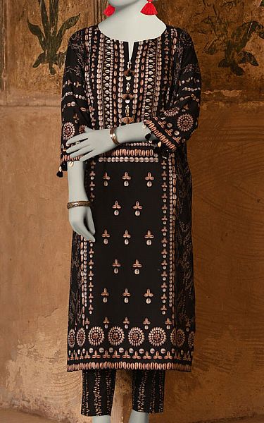 Junaid Jamshed Black Lawn Suit (2 Pcs) | Pakistani Lawn Dress in USA- Image 1