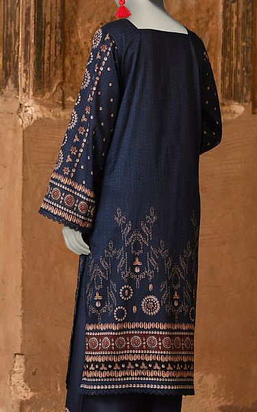 Junaid Jamshed Navy Lawn Suit (2 Pcs) | Pakistani Lawn Dress in USA- Image 2