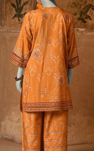 Junaid Jamshed Orange Lawn Suit (2 Pcs) | Pakistani Lawn Dress in USA- Image 2