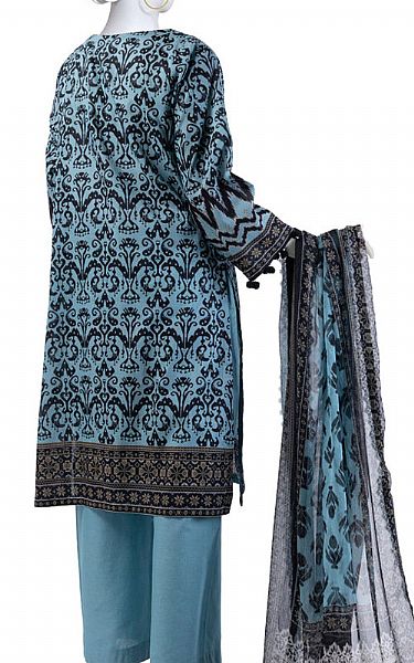 Junaid Jamshed Sky Blue Lawn Suit | Pakistani Lawn Dress in USA- Image 2