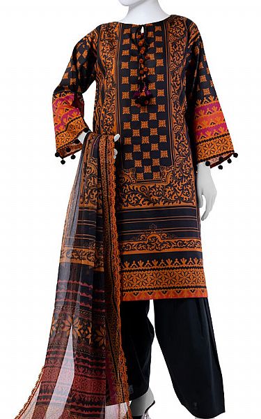 Junaid Jamshed Black Lawn Suit | Pakistani Lawn Dress in USA- Image 1