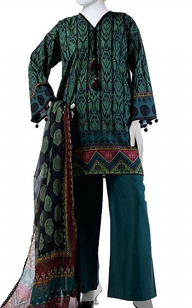 Junaid Jamshed Teal Lawn Suit | Pakistani Lawn Dress in USA- Image 1
