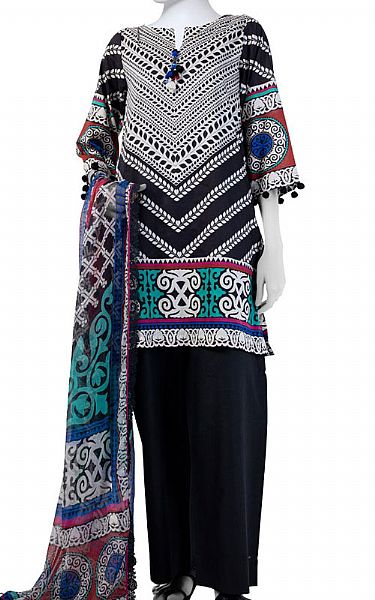Junaid Jamshed Black Lawn Suit | Pakistani Lawn Dress in USA- Image 1