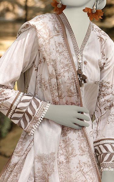 Junaid Jamshed Clay White Lawn Suit (2 Pcs) | Pakistani Lawn Dress in USA- Image 2