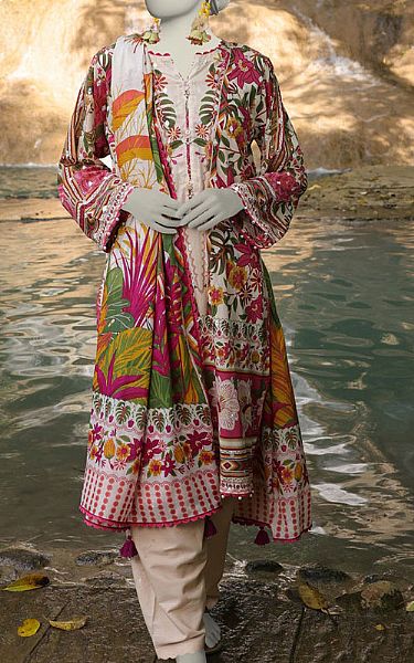 Junaid Jamshed Multicolor Lawn Suit (2 Pcs) | Pakistani Lawn Dress in USA- Image 1