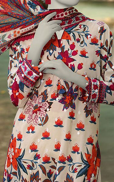 Junaid Jamshed Multicolor Lawn Suit (2 Pcs) | Pakistani Lawn Dress in USA- Image 2