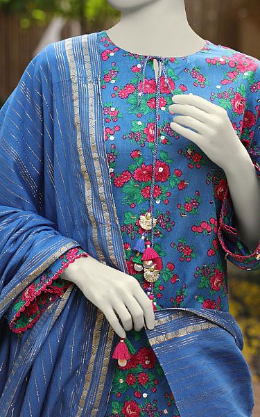 Junaid Jamshed Blue Lawn Suit (2 Pcs) | Pakistani Lawn Dress in USA- Image 2