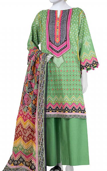 Junaid Jamshed Mint Green Lawn Suit | Pakistani Lawn Dress in USA- Image 1