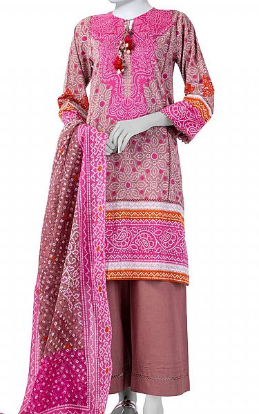 Junaid Jamshed Tea Pink Lawn Suit | Pakistani Lawn Dress in USA- Image 1