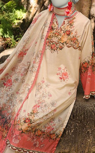 Junaid Jamshed Tan Lawn Suit | Pakistani Lawn Dress in USA- Image 2