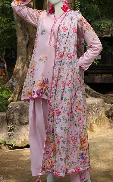 Junaid Jamshed Oyster Pink Lawn Suit | Pakistani Lawn Dress in USA- Image 1