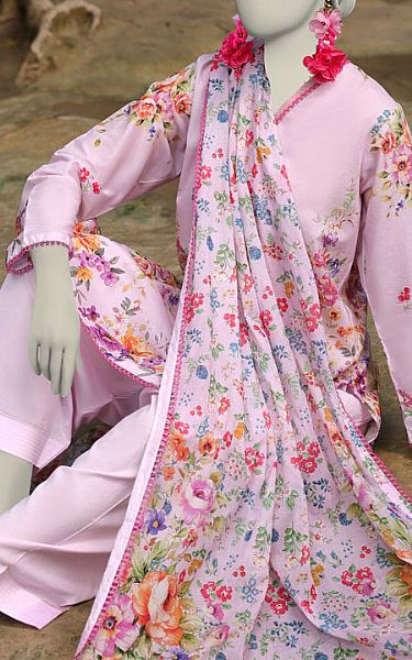 Junaid Jamshed Oyster Pink Lawn Suit | Pakistani Lawn Dress in USA- Image 2
