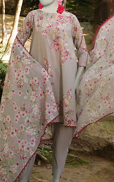 Junaid Jamshed Grey Lawn Suit | Pakistani Lawn Dress in USA- Image 1