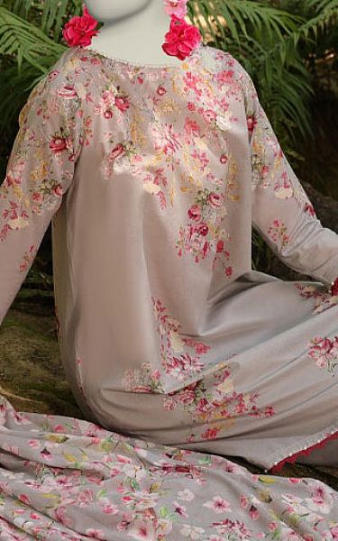 Junaid Jamshed Grey Lawn Suit | Pakistani Lawn Dress in USA- Image 2