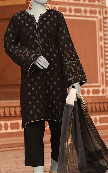 Junaid Jamshed Black Lawn Suit (2 Pcs) | Pakistani Lawn Dress in USA- Image 1