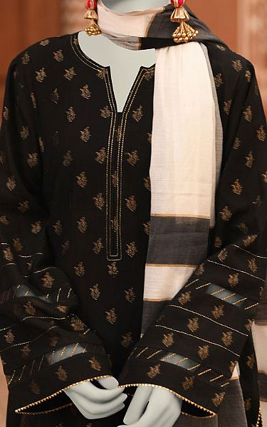 Junaid Jamshed Black Lawn Suit (2 Pcs) | Pakistani Lawn Dress in USA- Image 2