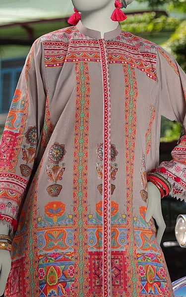 Junaid Jamshed Dark Grey Lawn Suit (2 Pcs) | Pakistani Lawn Dress in USA- Image 2
