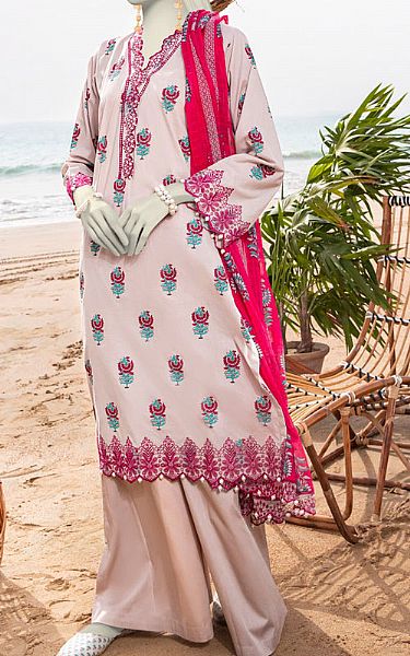 Junaid Jamshed Dusty Pink Lawn Suit (2 Pcs) | Pakistani Lawn Dress in USA- Image 1