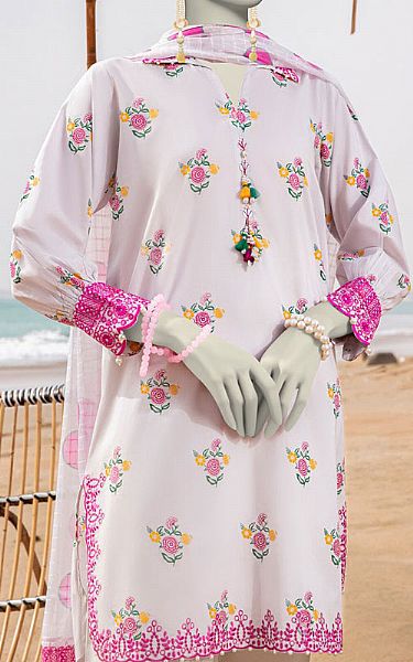 Junaid Jamshed Baby Pink Lawn Suit (2 Pcs) | Pakistani Lawn Dress in USA- Image 2