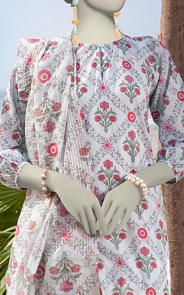 Junaid Jamshed Light Grey Lawn Suit (2 Pcs) | Pakistani Lawn Dress in USA- Image 2