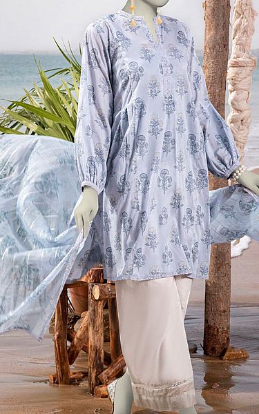 Junaid Jamshed Cadet Blue Lawn Suit (2 Pcs) | Pakistani Lawn Dress in USA- Image 1