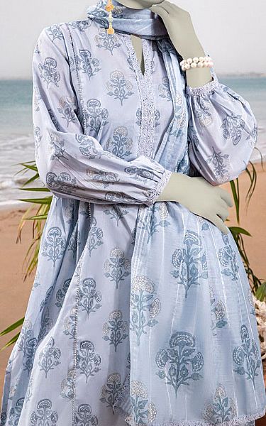 Junaid Jamshed Cadet Blue Lawn Suit (2 Pcs) | Pakistani Lawn Dress in USA- Image 2