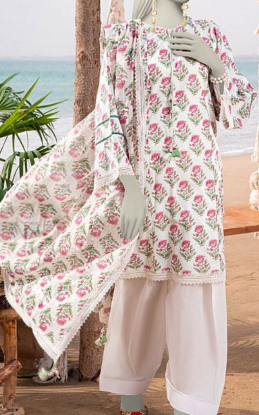 Junaid Jamshed White Lawn Suit (2 Pcs) | Pakistani Lawn Dress in USA- Image 1