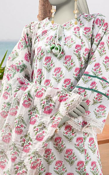 Junaid Jamshed White Lawn Suit (2 Pcs) | Pakistani Lawn Dress in USA- Image 2